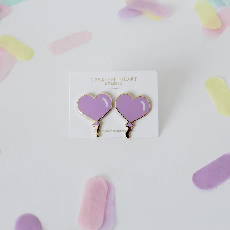 Heart Balloon Earrings (Lavander) - funnyballoonspr