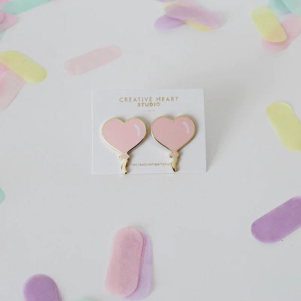 Heart Balloon Earrings (Light Pink)