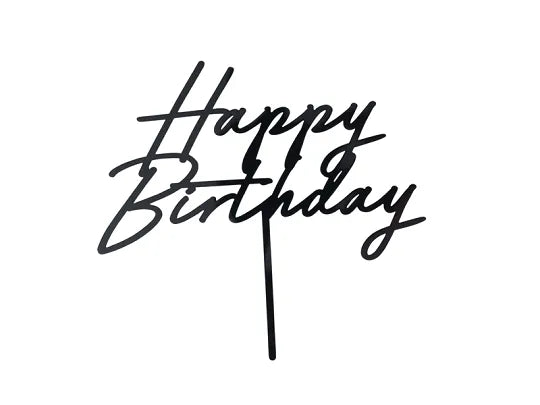 ACRYLIC CAKE TOPPER "HAPPY BIRTHDAY" BLACK (16.5CM)
