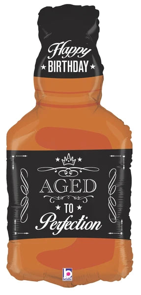 Aged to Perfection Whiskey Bottle 35284 - 34 in Betallic Large Shape Foil Balloon