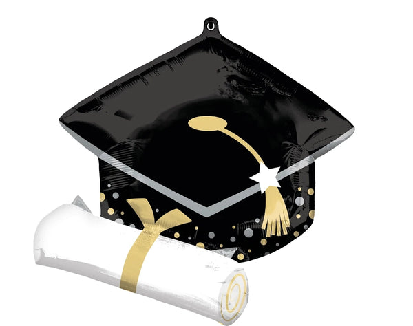 Mini Balloon Black Grad Cap & White Diploma 44224