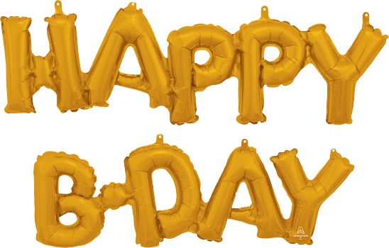 Happy B-Day Block Phrase Gold 3375901