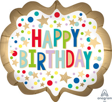 Happy Birthday Gold Satin Marquee Dots 4126001