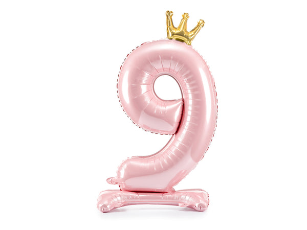 Standing foil balloon Number ''9'', 33.1in,  light pink