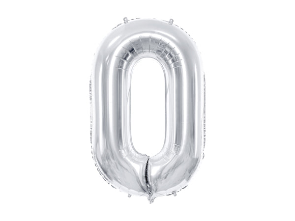 Foil Balloon Number ''0'', 33.9in, silver