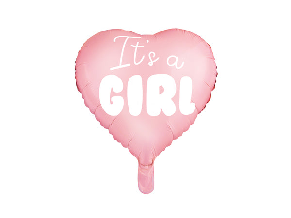 Foil Balloon Heart - It's a girl, 17.7in, light pink