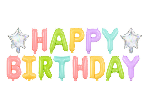 Foil Balloon Happy Birthday, 155.5x13.8in, mix