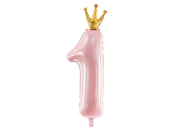 Foil Balloon Number ''1'', 14.6x39.4in, light pink