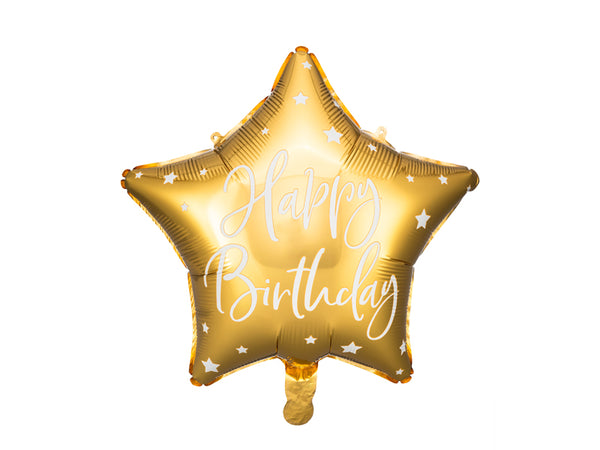 Foil balloon Happy Birthday, 15.7in, gold