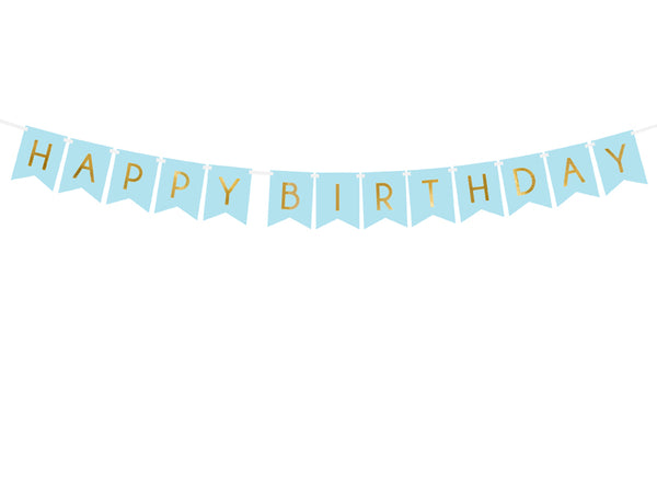 Banner Happy Birthday, light blue, 5.9x68.9in