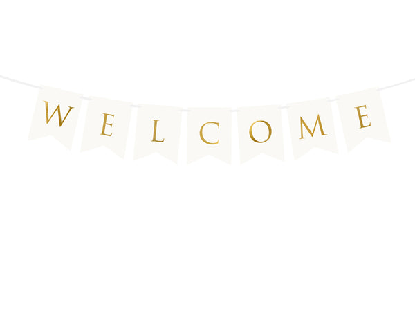 Banner Welcome, white, 5.9x37.4in