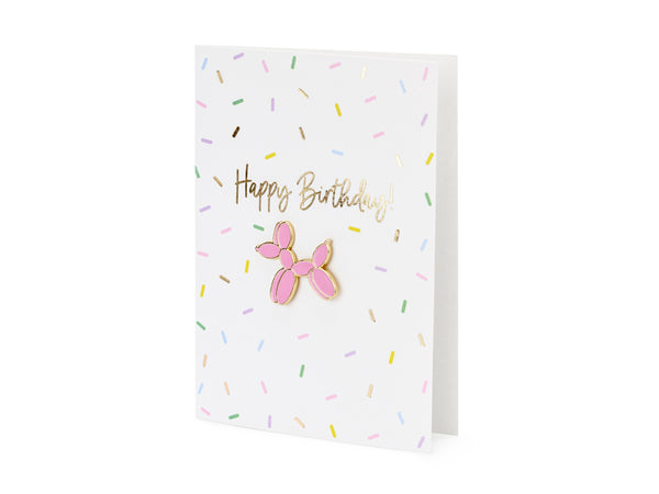 Card with enamel pin  Balloon dog, 4.1x5.8in