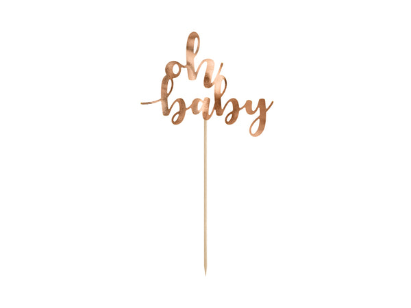 Cake topper Oh baby, rose gold, 9.8in