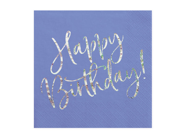 Napkins Happy Birthday, navy blue, 13.0x13.0in