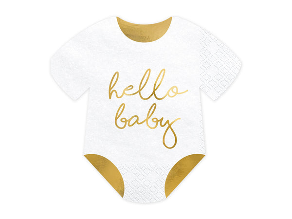 Napkins Baby romper - Hello Baby, white, 6.3x6.3in