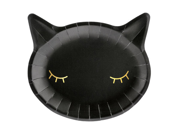 Paper plates Cat, black, 8.7x7.9in